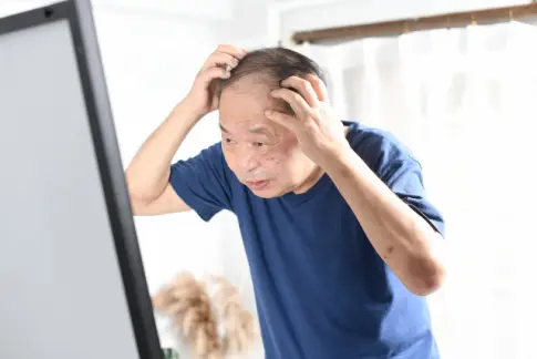 髪の毛に悩む男性