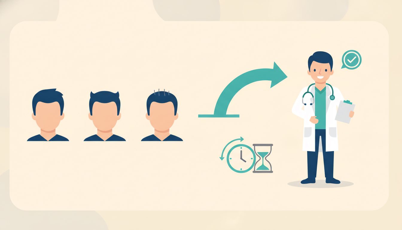 薄毛が進む前に医師へ相談する受診タイミングを示したイラスト