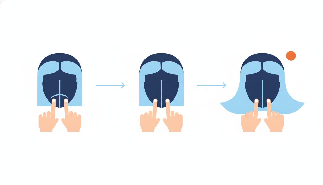 自宅でできる指幅セルフチェックの3ステップを示したイラスト