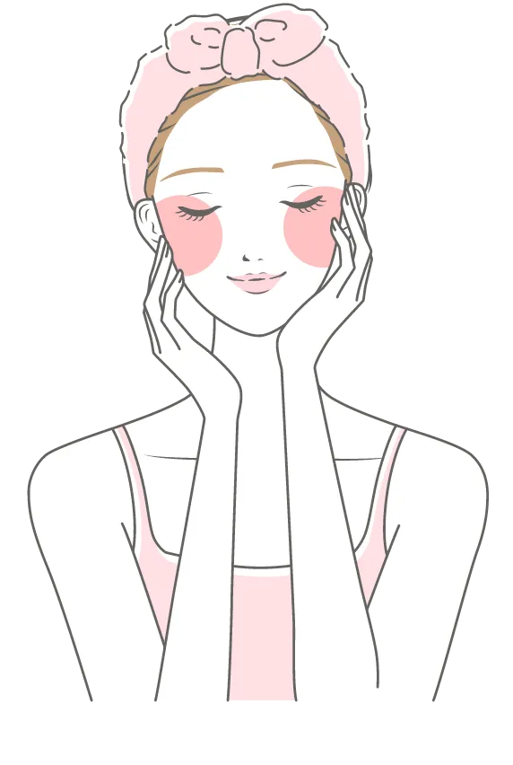 スキンケアをする女性のイラスト