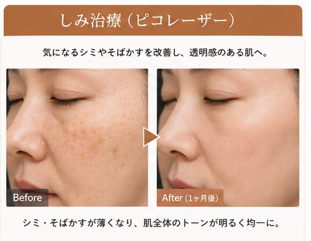 しみ治療(ピコレーザー)の施術前後の症例写真
