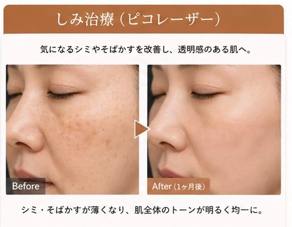 しみ治療(ピコレーザー)の施術前後の症例写真