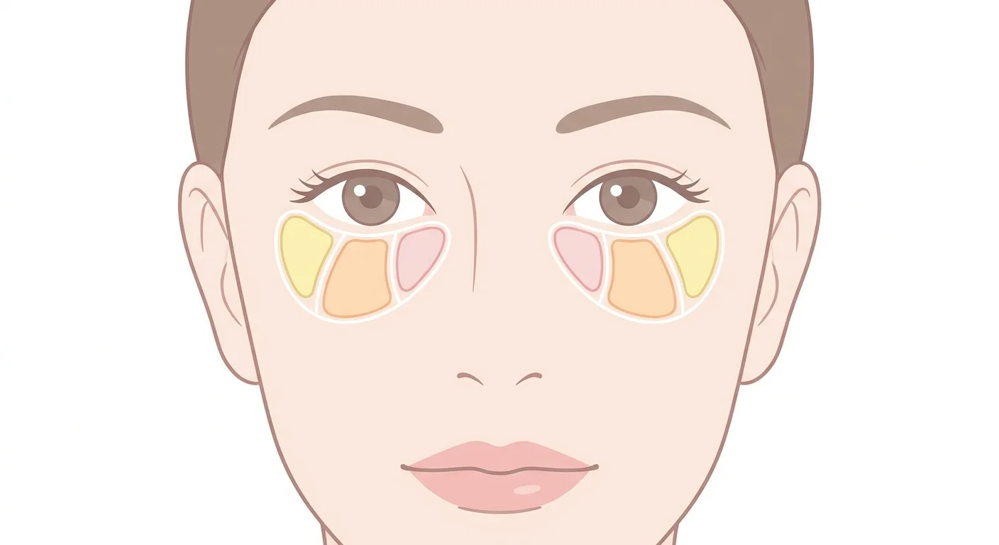 目の下の眼窩脂肪は内側・中央・外側の3つの区画に分かれている