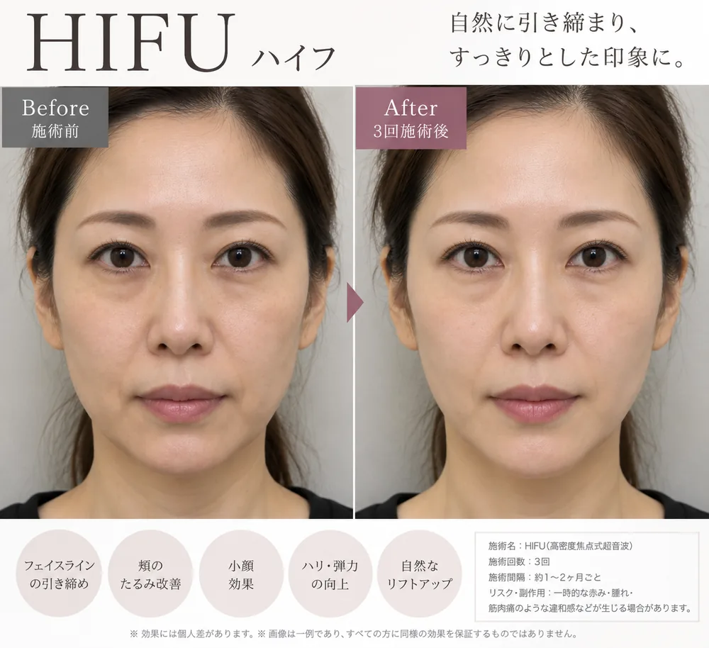 ハイフ（HIFU）の症例写真（たるみ（3回施術後））｜ヒロクリニック美容皮膚科