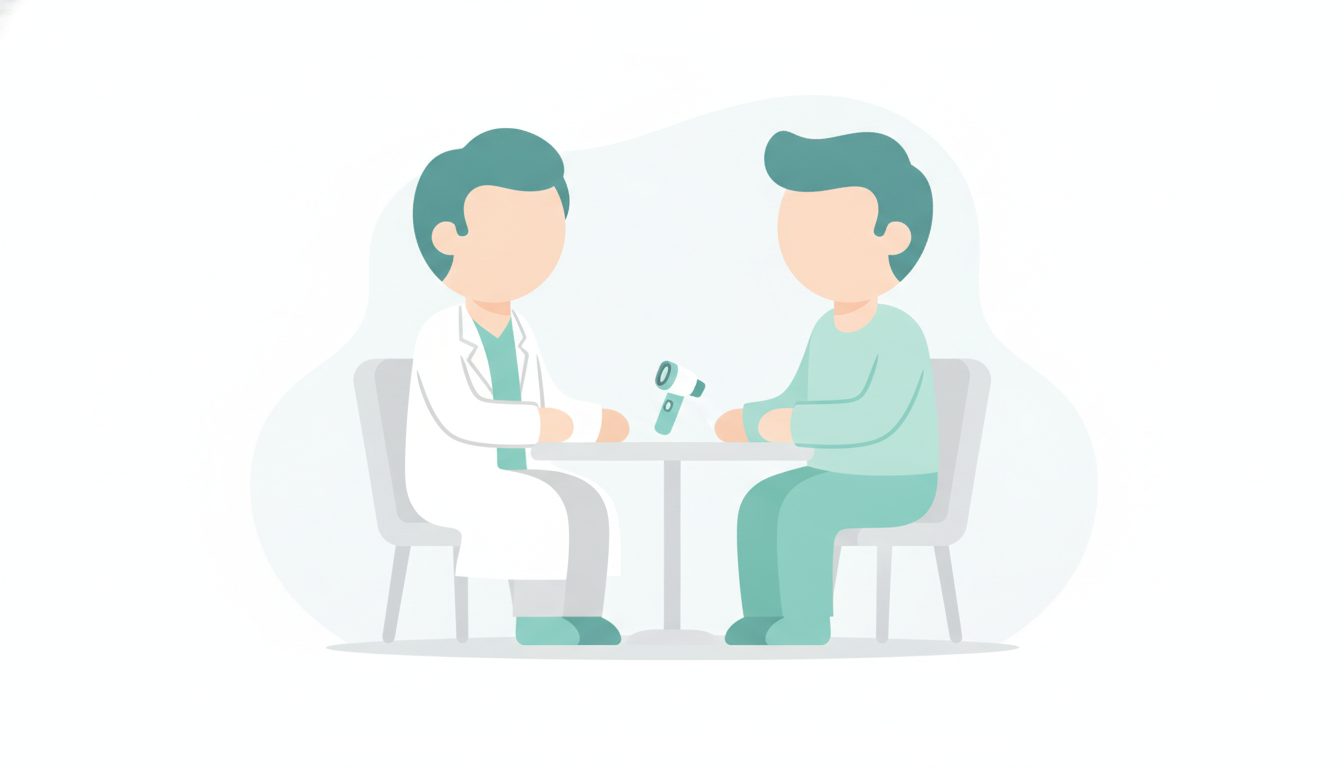 医師が患者に検査結果を説明している様子のイラスト