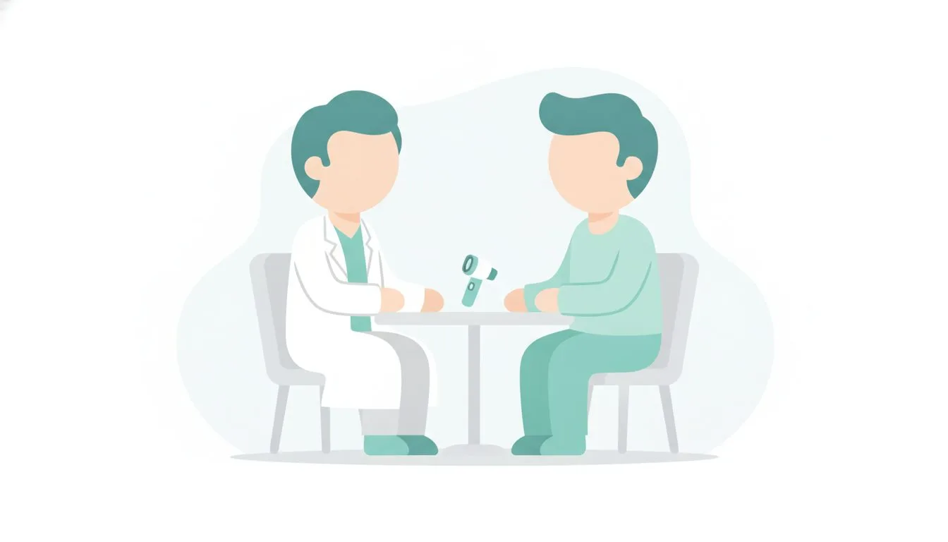 医師が患者に検査結果を説明している様子のイラスト