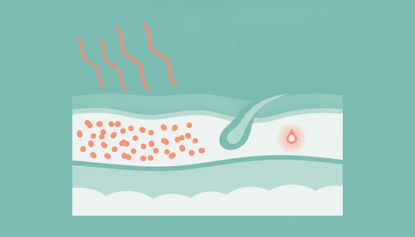 紫外線刺激とメラニン沈着、炎症による色素沈着のメカニズムを表すイラスト