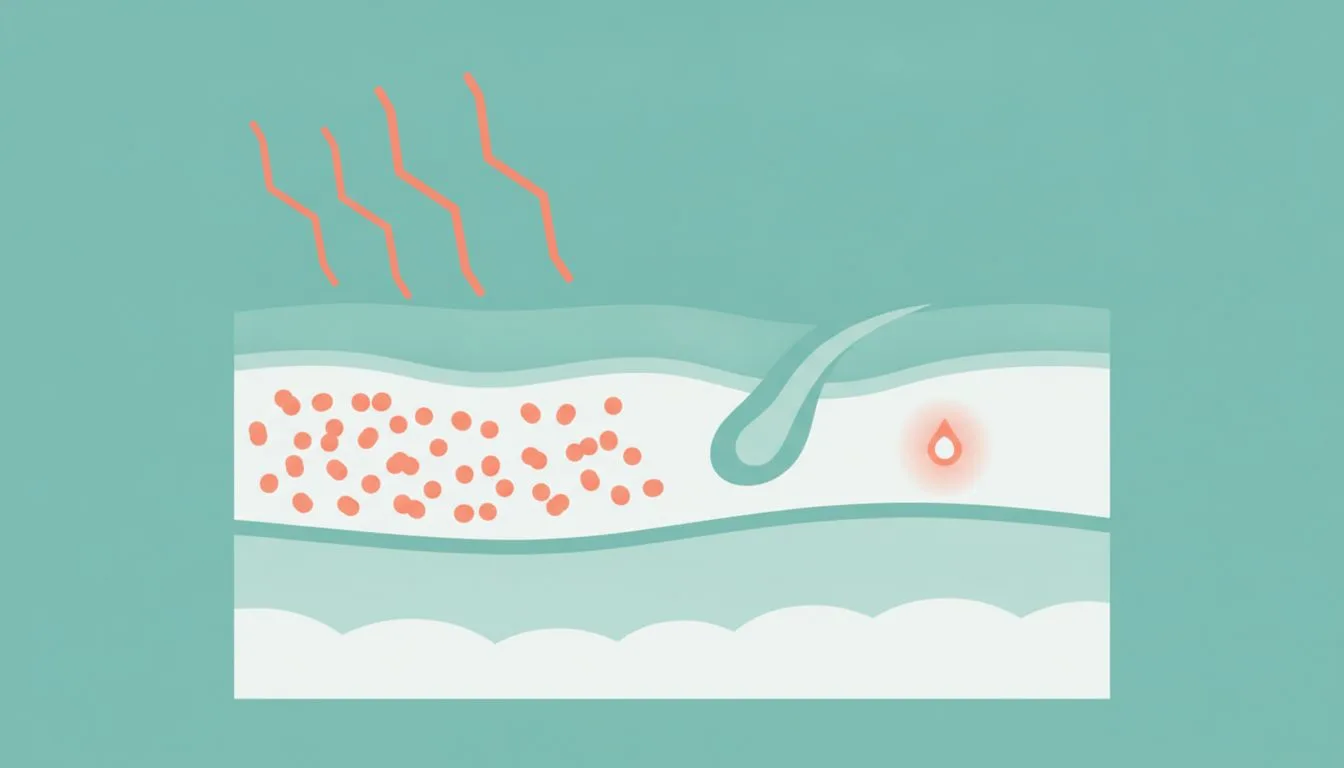 紫外線刺激とメラニン沈着、炎症による色素沈着のメカニズムを表すイラスト