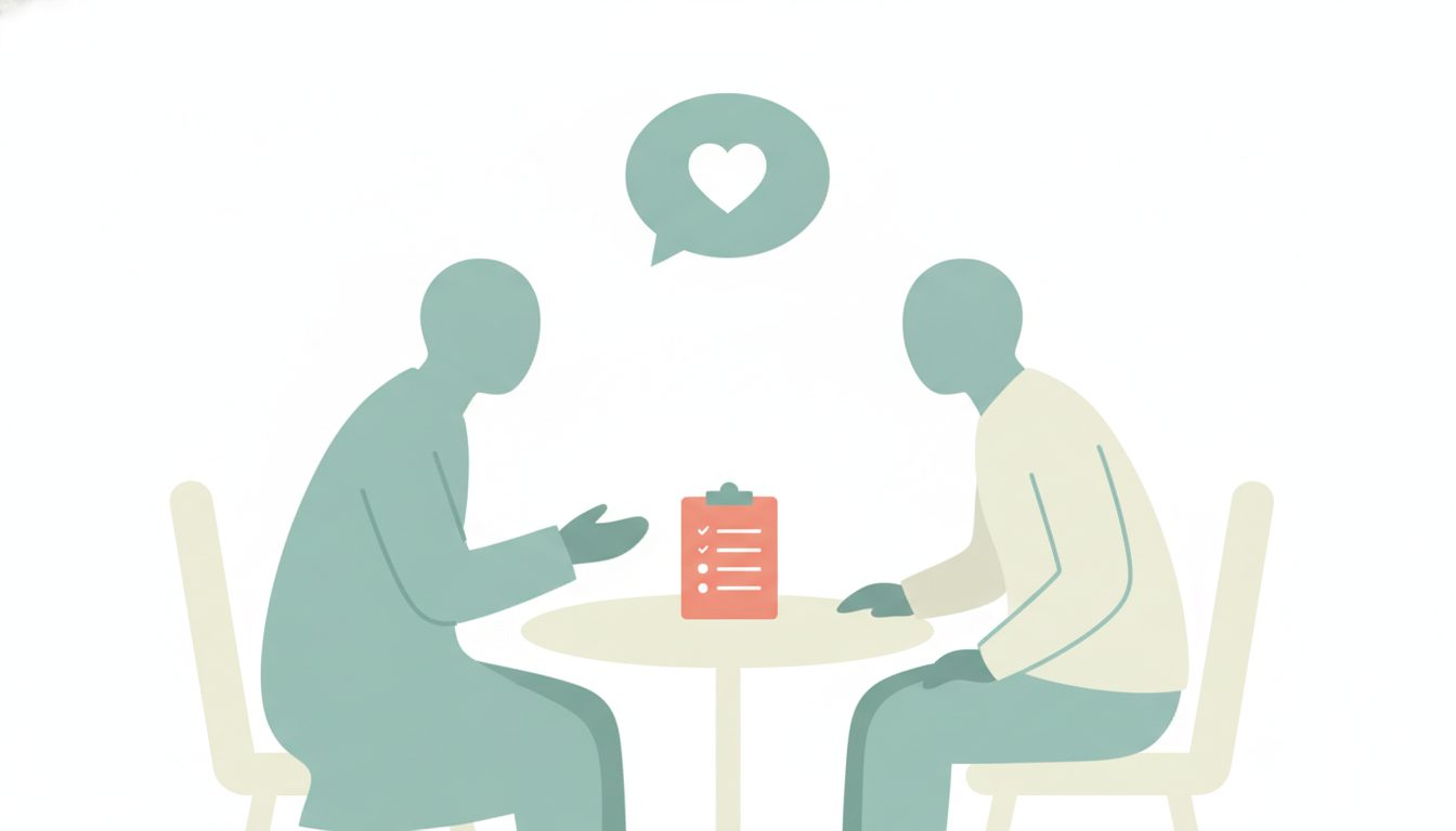 医師と患者が向き合って相談している様子のイラスト