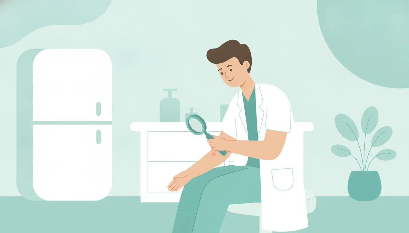 皮膚科医が患者の肌を診察するイメージイラスト