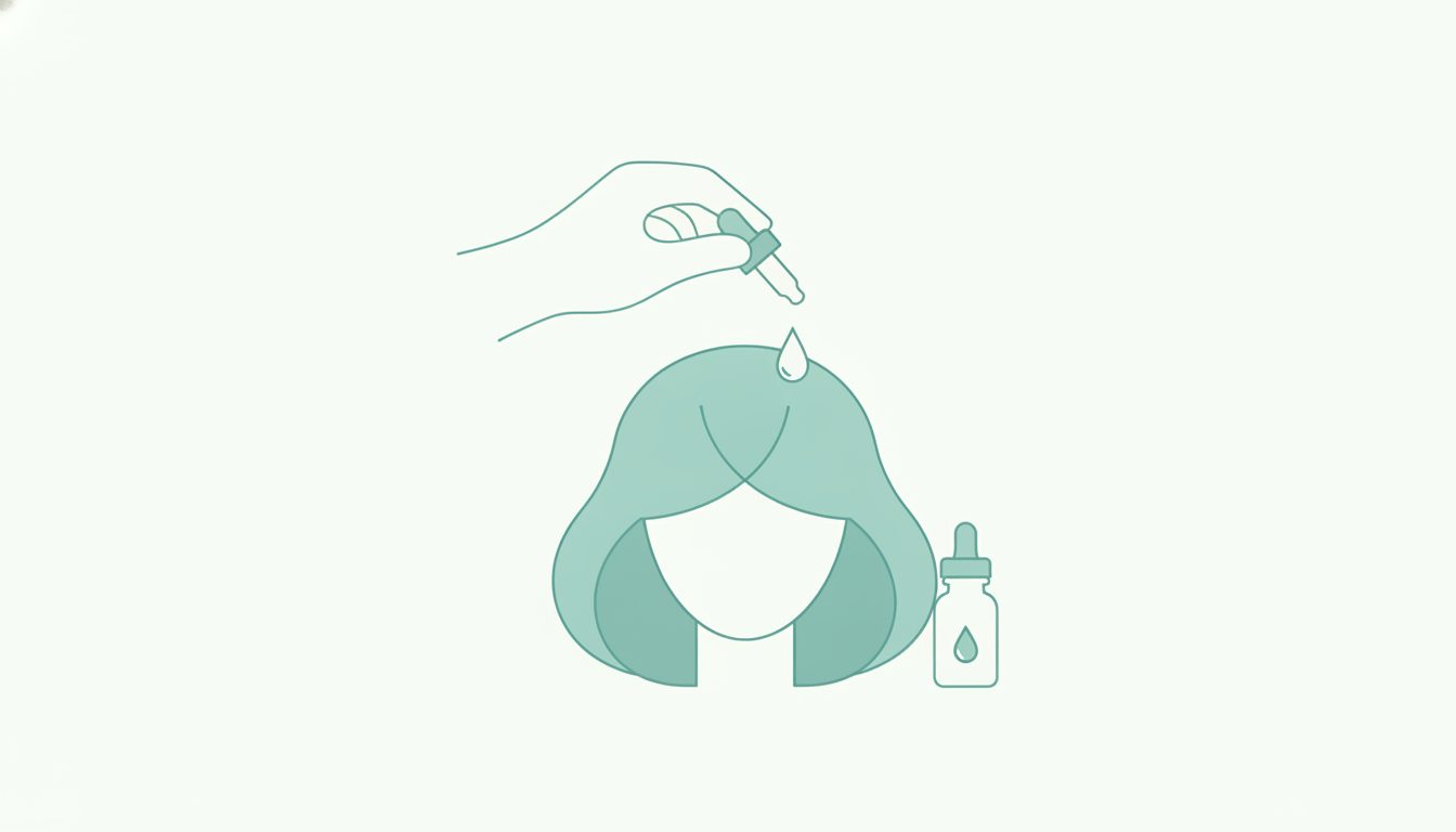 頭皮ローションを頭皮に塗布するケアのイメージイラスト