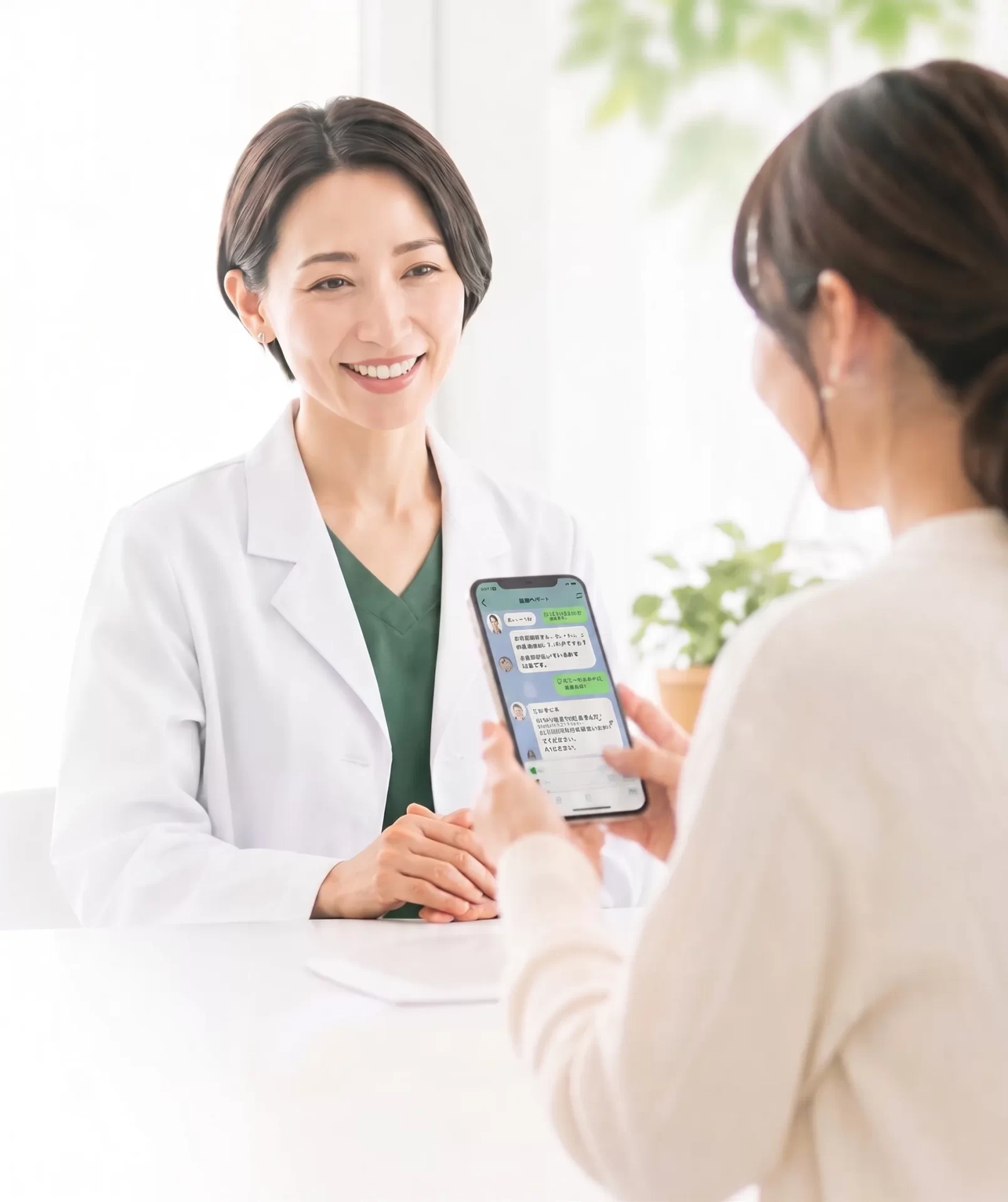 オンライン診療を提案する女性医師と患者