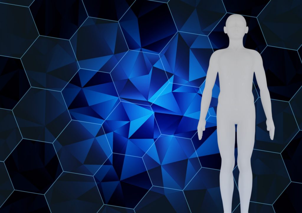 ロボットと青テクスチャ