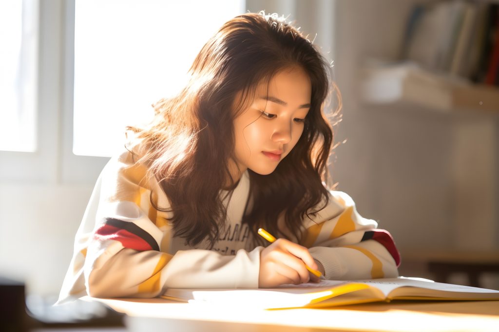 
勉強をする女子高校生５