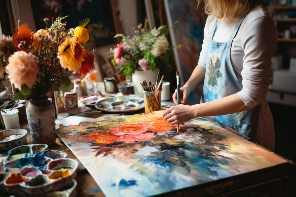 色彩豊かな抽象画を描くアーティスト