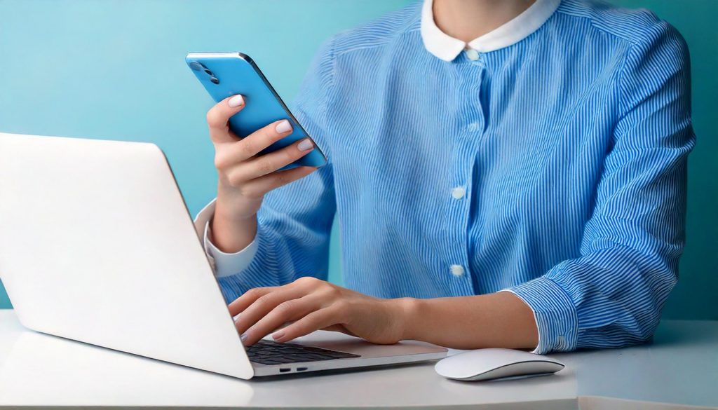 パソコンを使う女性の手元