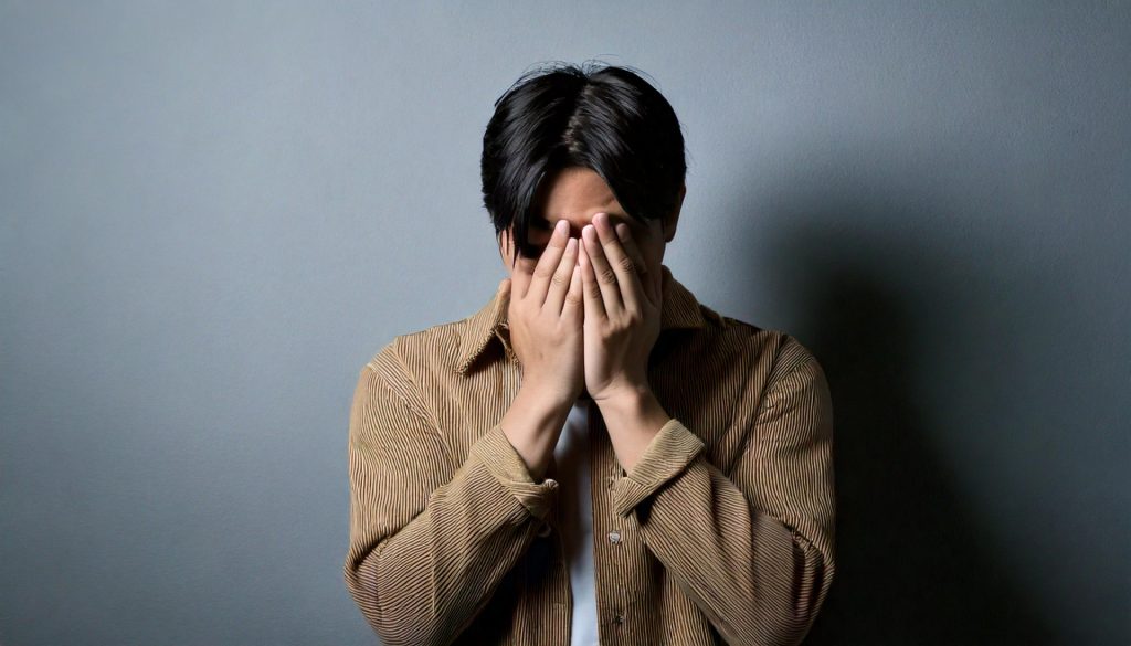 
苦悩する孤独な男性