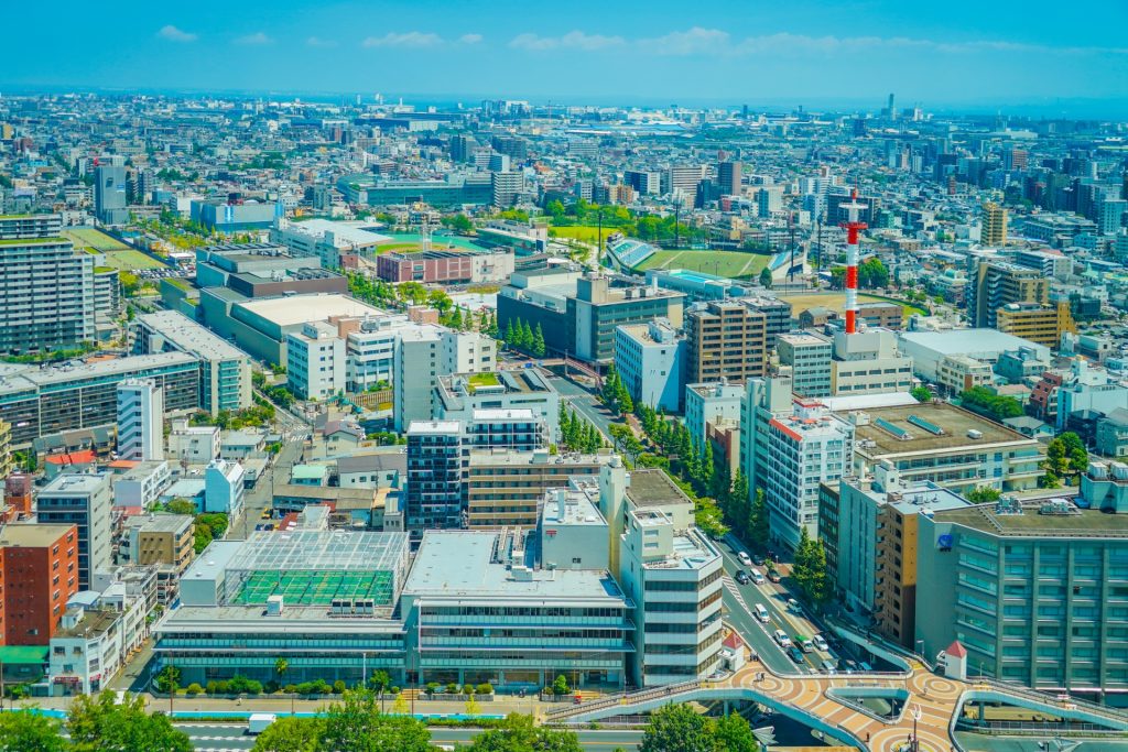 
川崎市の広がる街並み