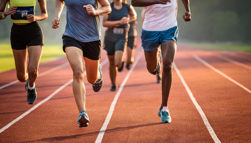 陸上で走る選手