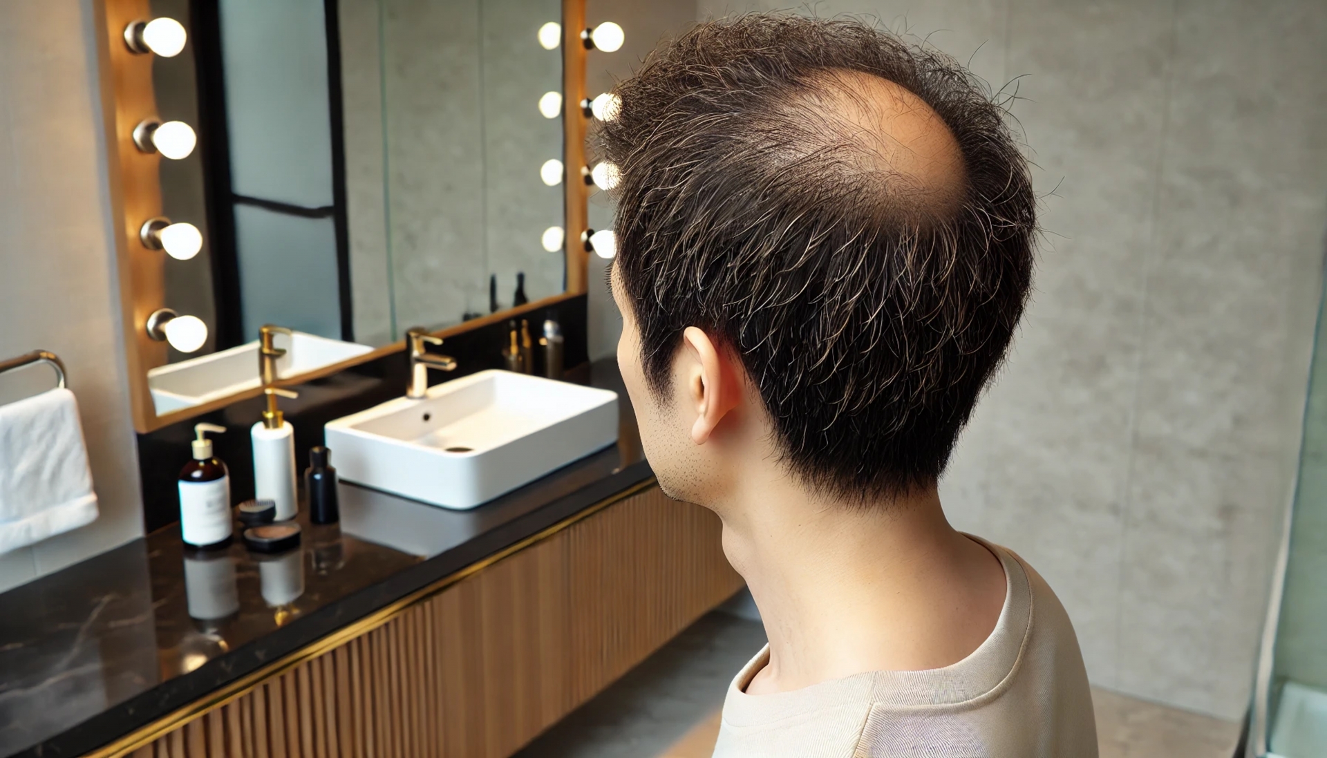 頭部が薄毛の男性