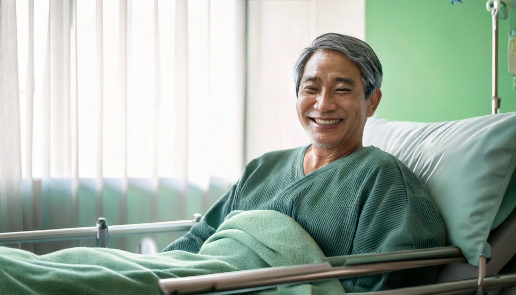 病院に入院するシニア男性