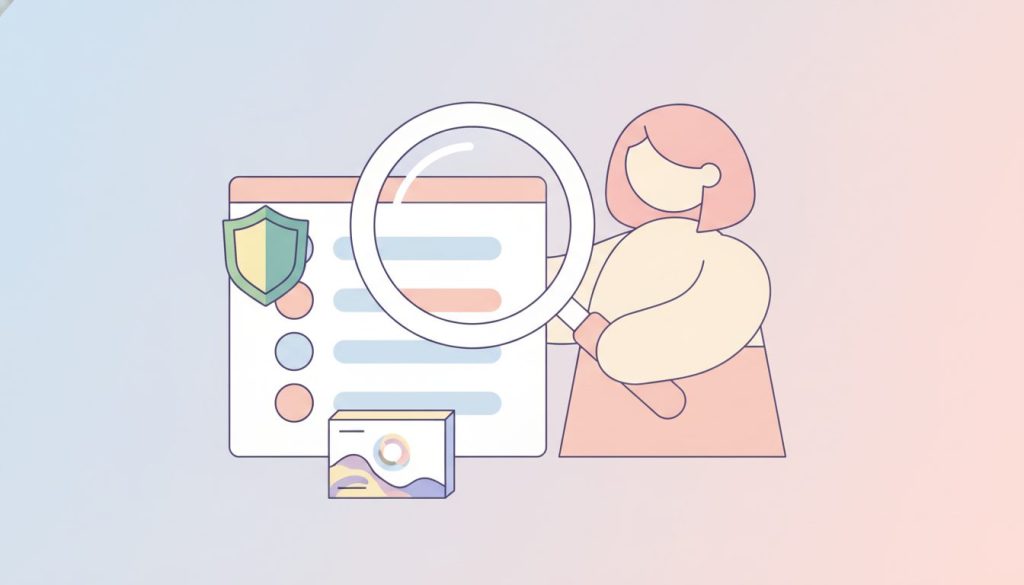 虫めがねでチェックリストを確認しサービスを選ぶ様子