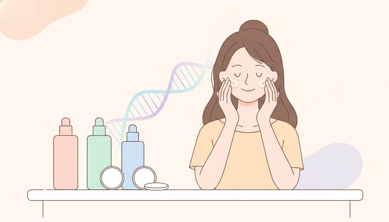 スキンケアを3ステップで行う女性のイラスト