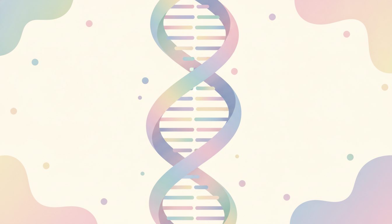 染色体を表す抽象的な二重らせんリボンのイラスト