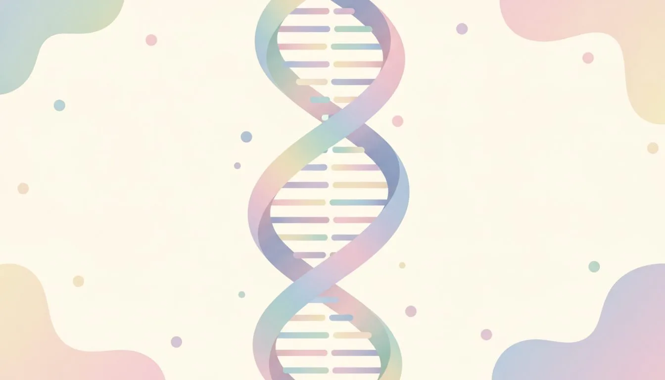 染色体を表す抽象的な二重らせんリボンのイラスト