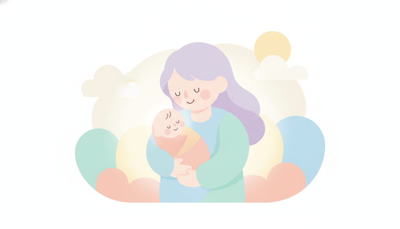 赤ちゃんを優しく抱く親のイラスト