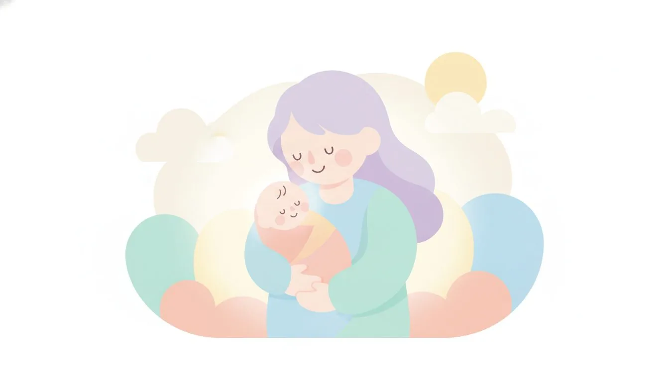 赤ちゃんを優しく抱く親のイラスト