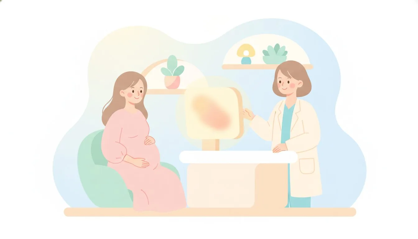 妊婦と医師による出生前検査の様子のイラスト