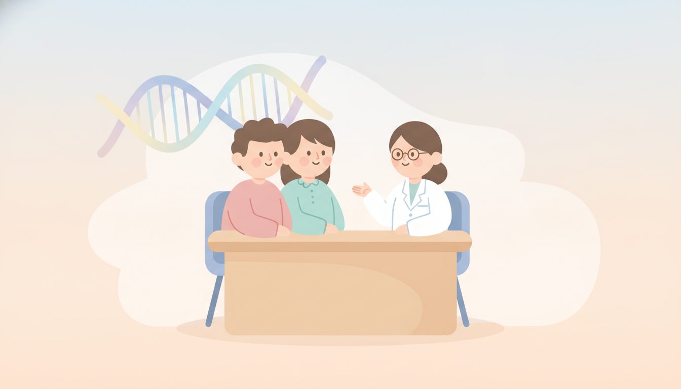 遺伝の不安を専門家に相談する夫婦のイラスト