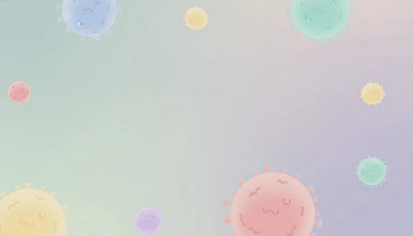 かわいらしく描かれたウイルス粒子のイラスト