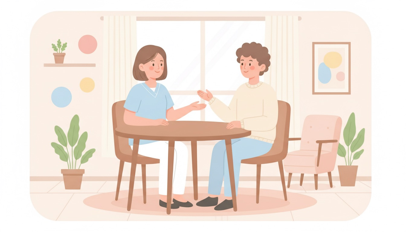 医師が患者に穏やかに検査結果を説明するイラスト