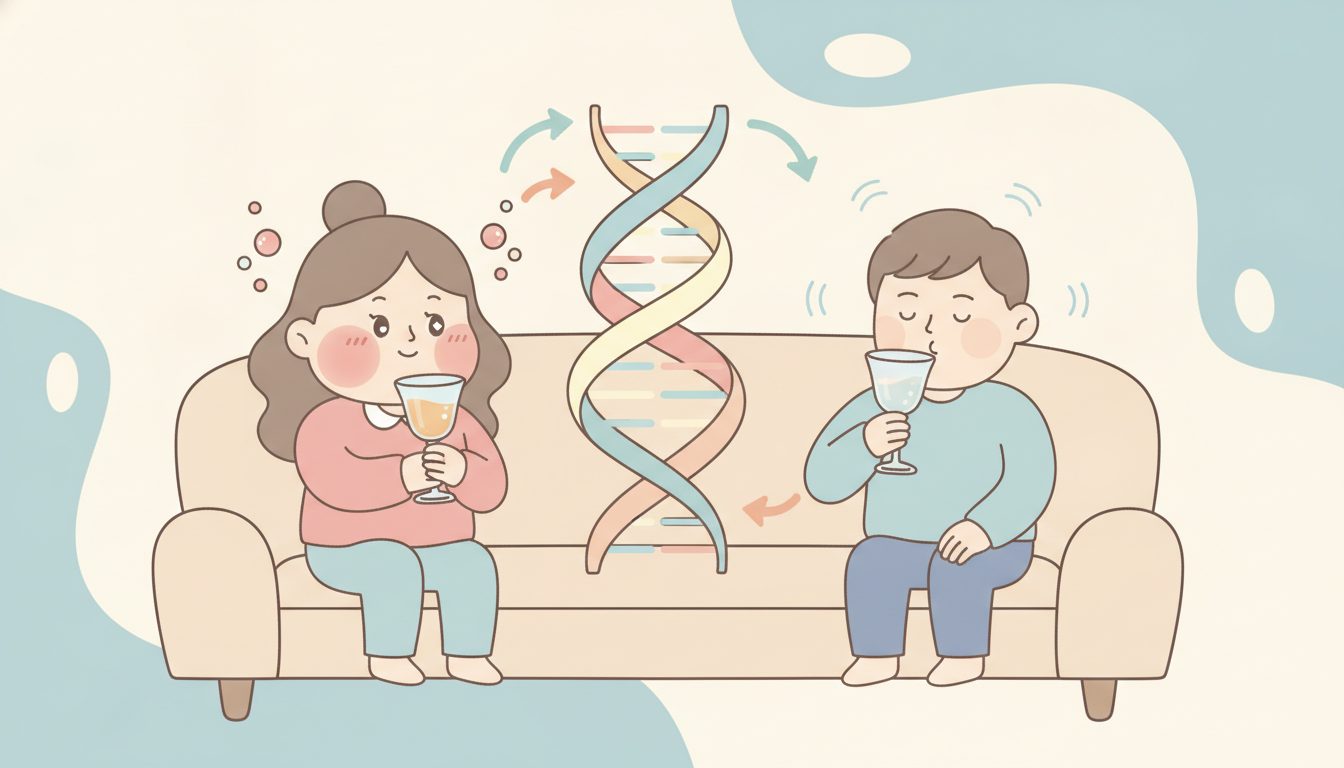 お酒に強い人と弱い人と遺伝子のイメージイラスト