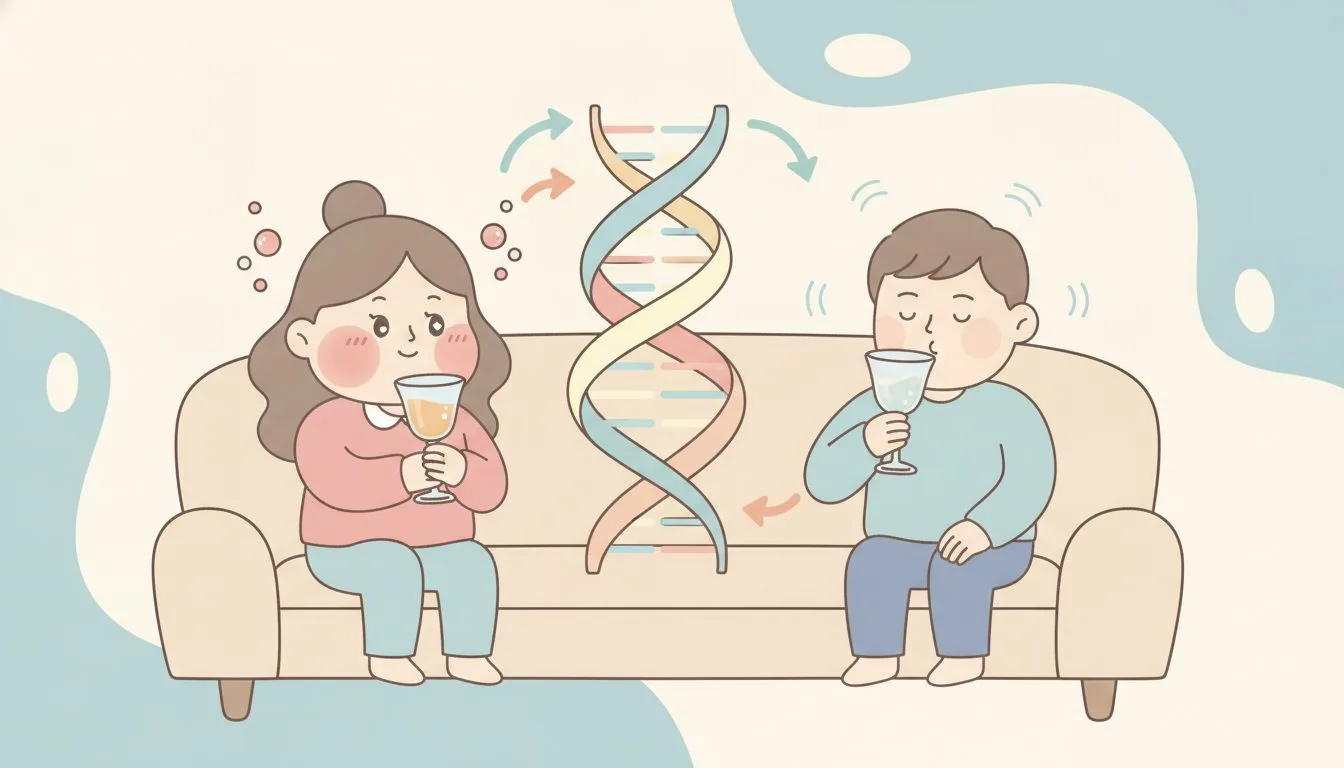 お酒に強い人と弱い人と遺伝子のイメージイラスト