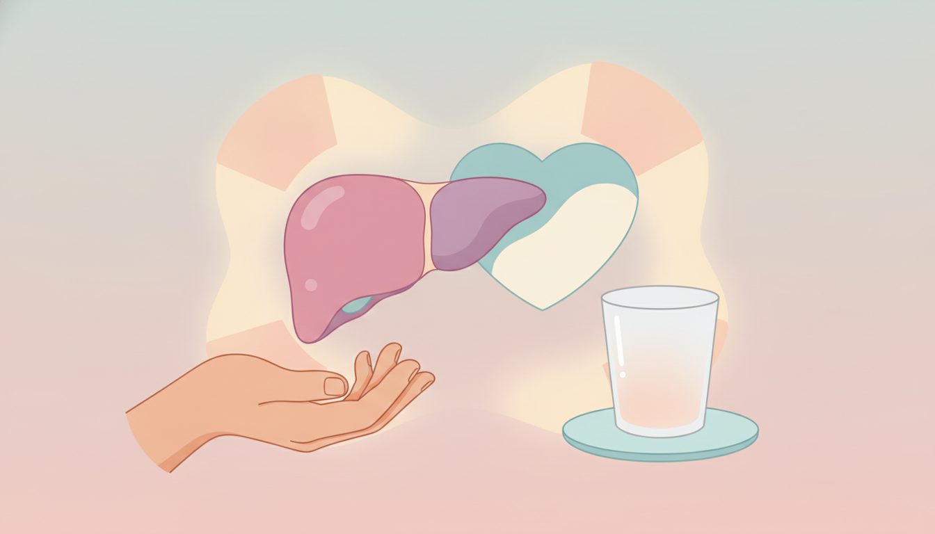肝臓と心臓の健康と飲酒の注意を表すイラスト