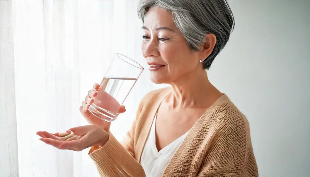 
サプリメントを飲むシニア世代
