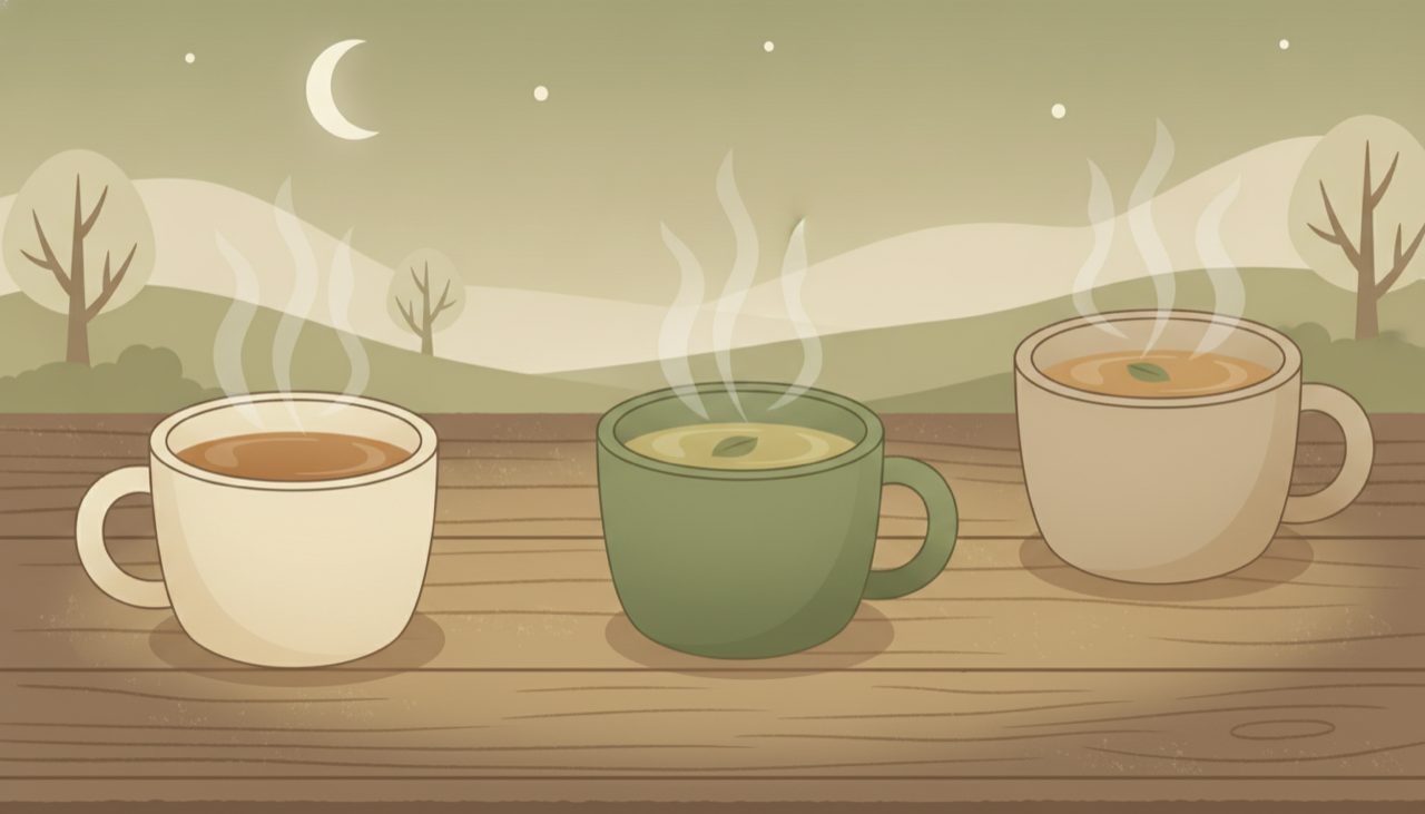 夕方以降に選びたいカフェインを含まない温かい飲み物のイラスト