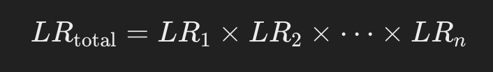 総合LRは各座位のLRをすべて掛け合わせて求める