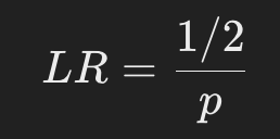 LRは2分の1をアリル頻度pで割った値になる
