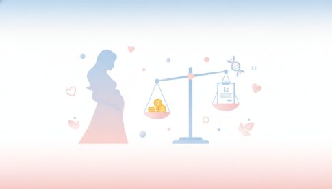 出生前親子鑑定の費用と検査を天秤でイメージしたイラスト