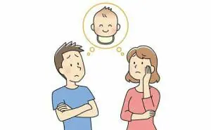不妊かどうか知りたい！不妊の原因について解説します　夫婦　カップル　赤ちゃん　イラスト