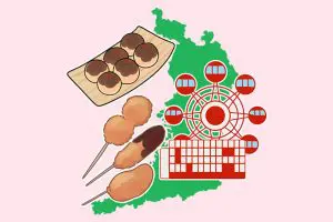 大阪　たこ焼き　串揚げ　イラスト