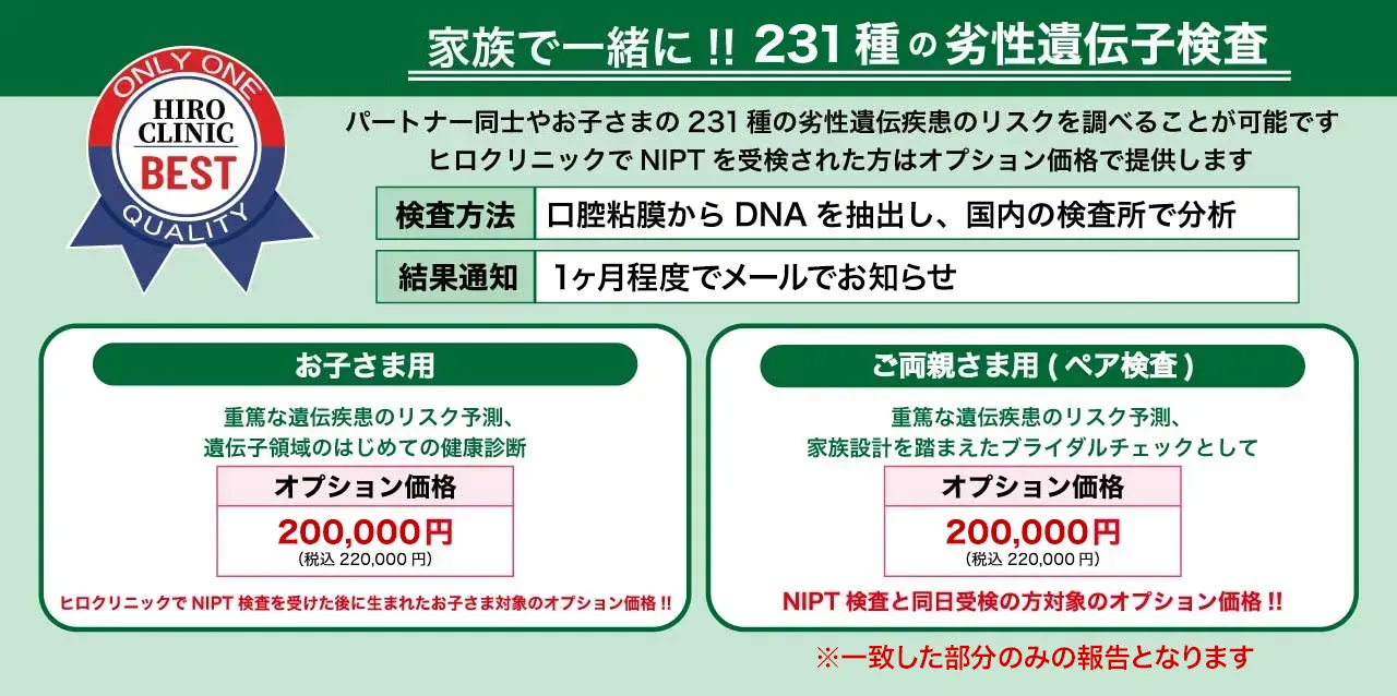 最大231種類の潜性遺伝子検査 PC表示