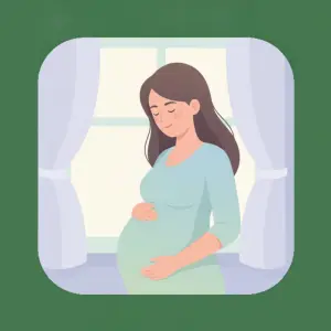 胎動を感じる妊婦のイメージ