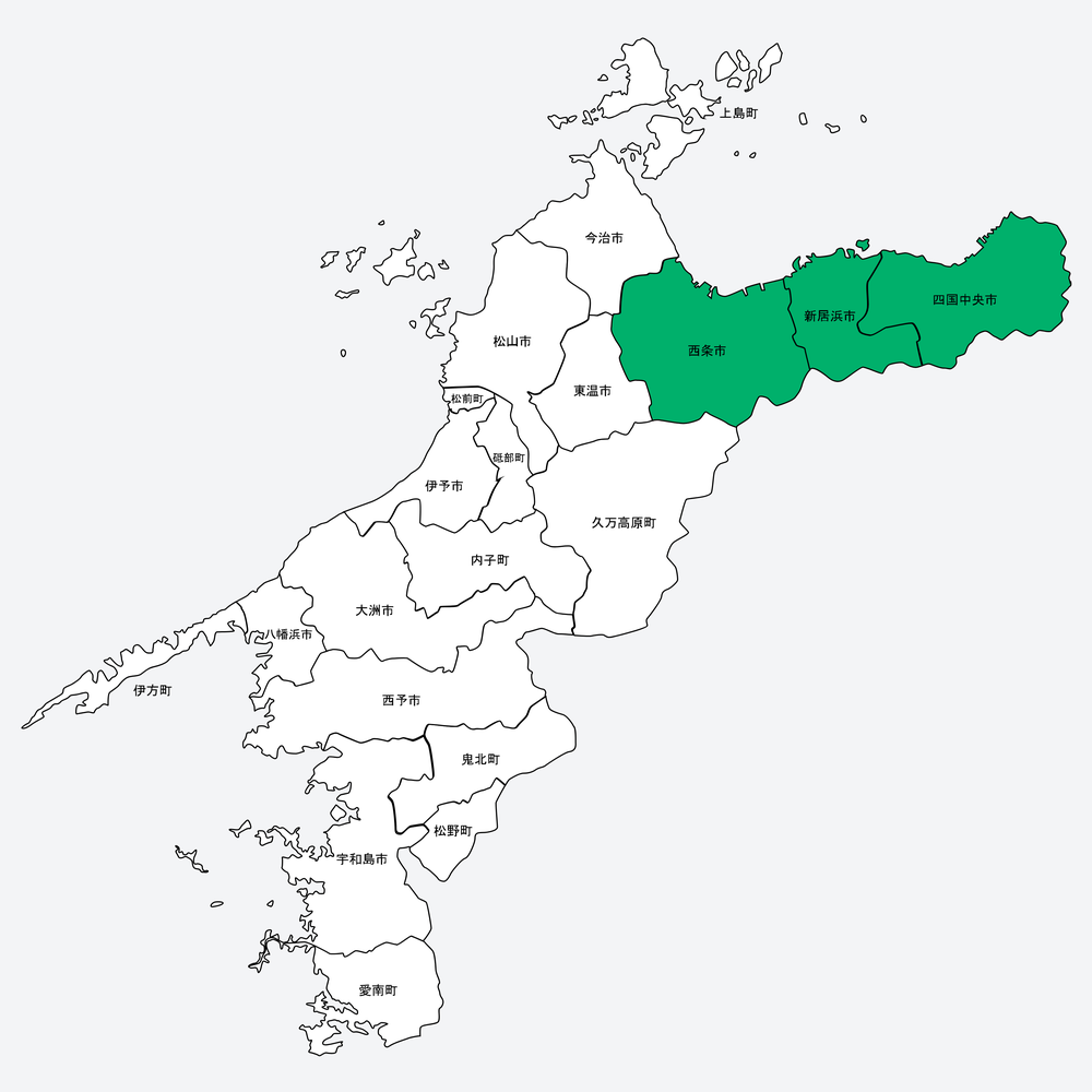 愛媛県のNIPT自宅採血 対応エリアマップ