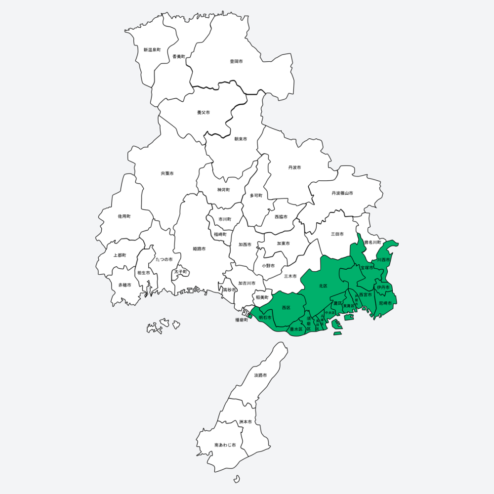 兵庫県のNIPT自宅採血 対応エリアマップ