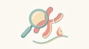 虫眼鏡で染色体を調べるイメージのイラスト